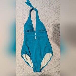 Blue Halter One-Piece Swimsuit